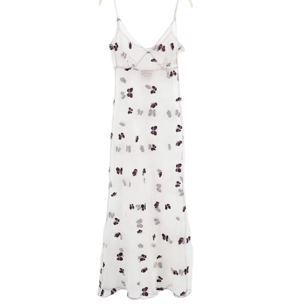 STEFFI DOBRINDT Vintage Sheer Hand Dyed Butterfly Print Lingerie Boudoir Dress S